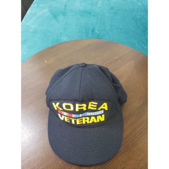 VINTAGE Korea Veteran Hat Mens Black Snapback One Size Adjustable War Logo USA - Picture 1 of 8